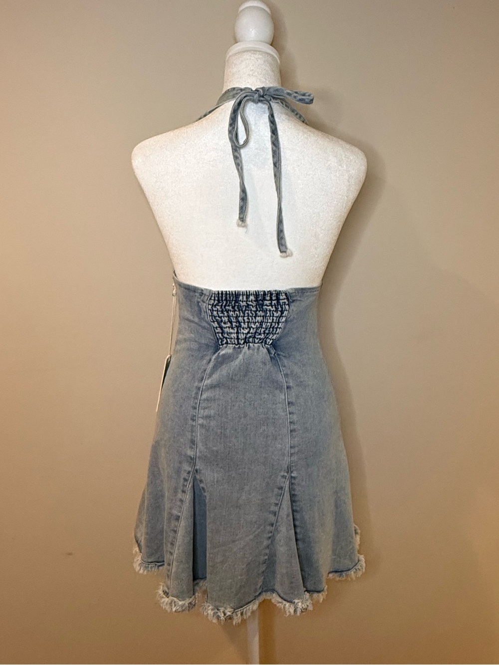 Vintage Havana Light Blue Denim Halter Dress - Picture 2 of 4